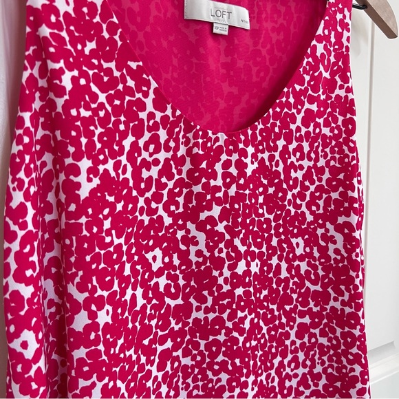 Loft Womens Sleeveless Layered Top in Pink/White, Size XSP - Picture 8 of 8